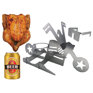 Divertido Soporte para Asar Pollo con Forma de Lata de Cerveza para Motocicleta, Portátil, de Acero Inoxidable Antiadherente para Asar a la Parrilla - Product Image 4
