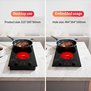 Table de cuisson électrique à induction intégrée à commande tactile avec capteur, 3500 W, 2 brûleurs, plaque <span class=keywords><strong>vitrocéramique</strong></span> lisse, vente chaude pour usage domestique - Product Image 6