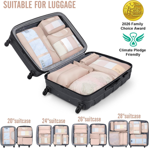 Set di 8 Cubi Organizzatori per Valigie in Poliestere con Chiusura a Cerniera, Leggeri e Pieghevoli, con Maniglia per Viaggi Femminili - Product Image 6