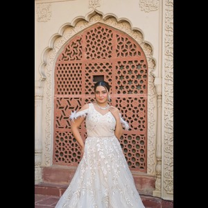 ダークブルーデザイナーガウン伝統的なビーズスパンコール刺繍パーティーウェディングウェア - Product Image 3