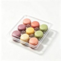 Boîte alimentaire en plastique transparente jetable à 9 compartiments en PET pour macarons, avec couvercle séparé, pour pain et gâteaux, modèle 2121-9, épaisseur 0,3 mm, vente en gros