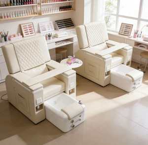 Chaise de manucure inclinable de salon rose à LED en vente chaude, chaise de pédicure de luxe avec massage - Product Image 6