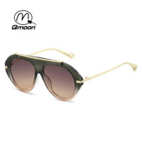 Lunettes de soleil Qmoon Classic Tortoise Shell, protection UV400, verres marron, monture en métal, lunettes de soleil tendance pour hommes et femmes