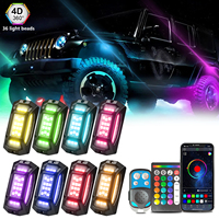 Luces LED RGBW de 12V y 25W para Camioneta JK, 8 Piezas, Control por Aplicación, Modelo HJ G6, Nuevo, para Reequipamiento/Actualización