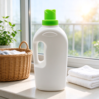 Bouteille de détergent à lessive en plastique de 1000 ml avec bouchon à clapet vert, récipient pour savon liquide, bouteille de nettoyage ménager