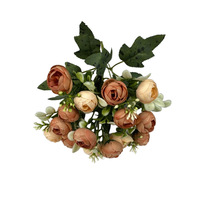 Ventes directes d'usine petit bourgeon de thé scandinave mariage fleurs artificielles 15 têtes riche européen camélia Table artificielle
