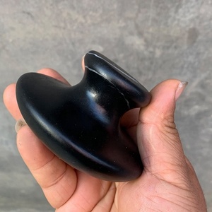 Outil de massage Gua Sha en pierre de Bian noire naturelle de grande taille, personnalisable, pour le corps - Product Image 5
