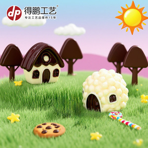 Casa de chocolate en miniatura Dp, accesorios decorativos artesanales de resina, adornos de escritorio, estilo de dibujos animados - Product Image 4
