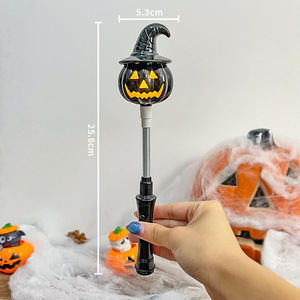 Baguettes lumineuses LED citrouille d'Halloween, bâton lumineux portatif à ressort flexible, 3 modes clignotants, accessoire de fête cosplay, jouet et décoration pour enfants - Product Image 2