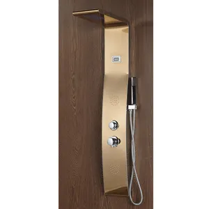 Waterproof wood stainless steel shower panel with bathtub faucets shower bath set
