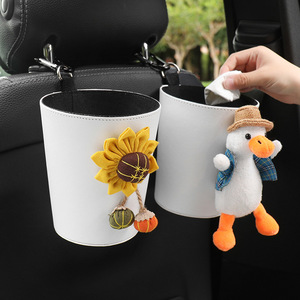Bote de basura de cuero con diseño de dibujos animados para <span class=keywords><strong>coche</strong></span>, colgante para respaldo, bolsa de basura impermeable, cubo de almacenamiento de desechos, cubo para paraguas, accesorio para automóvil - Product Image 1