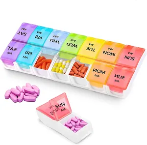 กล่องยาแบบรายสัปดาห์ 14 ช่อง แยกสี สำหรับใส่ยาเช้าและเย็น ขายดี - Product Image 2