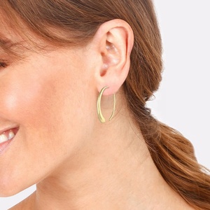 Boucles <span class=keywords><strong>d</strong></span>'oreilles créoles ovales ouvertes en <span class=keywords><strong>argent</strong></span> sterling 925 plaqué or 18 carats, bijoux simples et tendance pour femmes, Maimang Custom - Product Image 3
