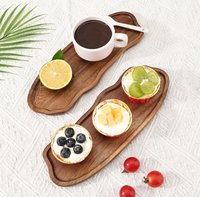 Assiette irrégulière en bois d'acacia pigmenté, style nuage moderne, plateau solide pour petit-déjeuner occidental, idéal pour la maison, le thé, les collations, le pain et les gâteaux