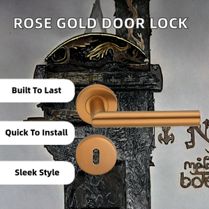 Customized Modern Stainless Steel Rose Gold Square Key Type Exterior Door Lever Lock for Apartment Doors with Easy Installation - Product Image 2
