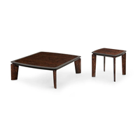Table d'appoint carrée de designer sophistiquée avec structure en bois massif exotique et finition brillante pour villas et espaces hôteliers