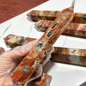 Torre di Cristallo Curativo all'Ingrosso Sharing Crystal: Punte di Cristallo Naturale con <span class=keywords><strong>Pietra</strong></span> Solare Dorata e Apatite <span class=keywords><strong>Blu</strong></span> per Decorazione - Product Image 4
