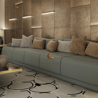 Canapé d'angle modulaire de style italien moderne, grand canapé de salon sur mesure, canapé sectionnel en velours et cuir haut de gamme pour villa et hôtel