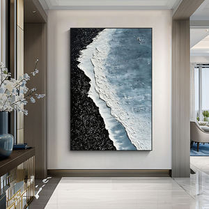 Quadro Moderno Tridimensionale Fatto a Mano con Paesaggio e Texture di Onde da Spiaggia, Decorazione da Parete per Corridoio - Product Image 1