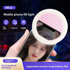 Support de téléphone portable avec anneau lumineux selfie rechargeable personnalisé, trépied portable à clip, support pour photographie de téléphone portable RK12, lumière de beauté portable - Product Image 2