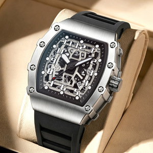 Men's Tonneau Quartz Watch 14mm Waterproof Analog Sports Watch With Stainless Steel Buckle - Product Image 1