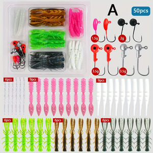 50pcs Silicone Leurre Souple Jig Crochets Appâts De Pêche Bass Brochet Matériel De Pêche En <span class=keywords><strong>Plastique</strong></span> <span class=keywords><strong>Mallette</strong></span> De Rangement D'eau Douce - Product Image 1