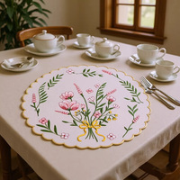 Sous-plats ronds personnalisés Ychon avec motif floral brodé, résistants à la chaleur, pour la décoration de restaurants occidentaux et de fêtes