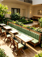 Ensemble de salle à manger pour restaurant Jiangmufang - Cadres en bois massif, dessus de table en marbre, mobilier commercial personnalisable pour restaurants