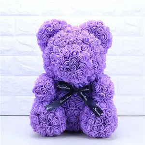 Christmas Gift Rose Bear Gift Flower Teddy Bear With Rose Realistic Rose Bear 25cm
