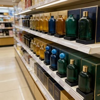 Flacon de parfum en verre rond moderne de luxe haut de gamme, écologique, recyclable, personnalisé, 50 ml, avec vaporisateur