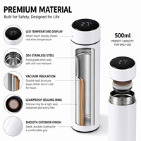 Botella de Agua Inteligente con Pantalla de Temperatura de 500 ml, Termo Digital LED de Acero Inoxidable 304 con Aislamiento al Vacío, para Regalo