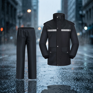 Men's Waterproof Solid Color Tracksuit Set Full Sleeve Stand Collar <b>Jacket</b> Pants Casual Autumn Outdoor Wear Regular Fit - Product Image 3