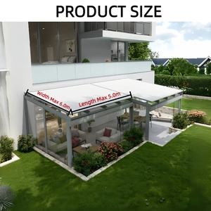 Pérgola <span class=keywords><strong>para</strong></span> Patio, Terraza con Techo de Vidrio, Toldo Eléctrico Retráctil Horizontal de Aluminio - Product Image 2
