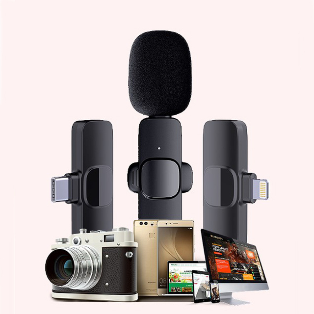 Factory Stock Wireless Lavalier Microphone 2 in 1 Type C Wireless Microphone for Outdoor Live Recording Noise Reduction
