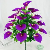 Fleurs artificielles, 24 têtes de lys Calla hauts teints à la main, style européen, pour décoration intérieure/extérieure, salon, en soie et EVA