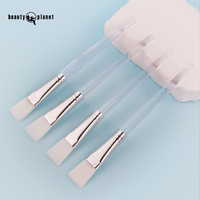 Pinceau applicateur professionnel Beauty Planet en nylon doux avec logo personnalisé, manche transparent blanc, pour masque facial à l'argile, pinceau de maquillage individuel