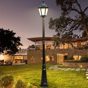Lampadaire de jardin extérieur en laiton avec abat-jour en verre IP54 AC 220V Lumière LED 305cm de hauteur Détecteur de mouvement Blanc chaud Garantie 10 ans - Product Image 6