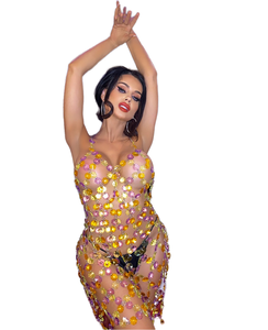 <b>Sequin</b> Crystal Short Body Chain Summer Adjustable Tassel Top Vest Bikini <b>Skirt</b> Sexy Club Body Jewelry for Women - Product Image 1