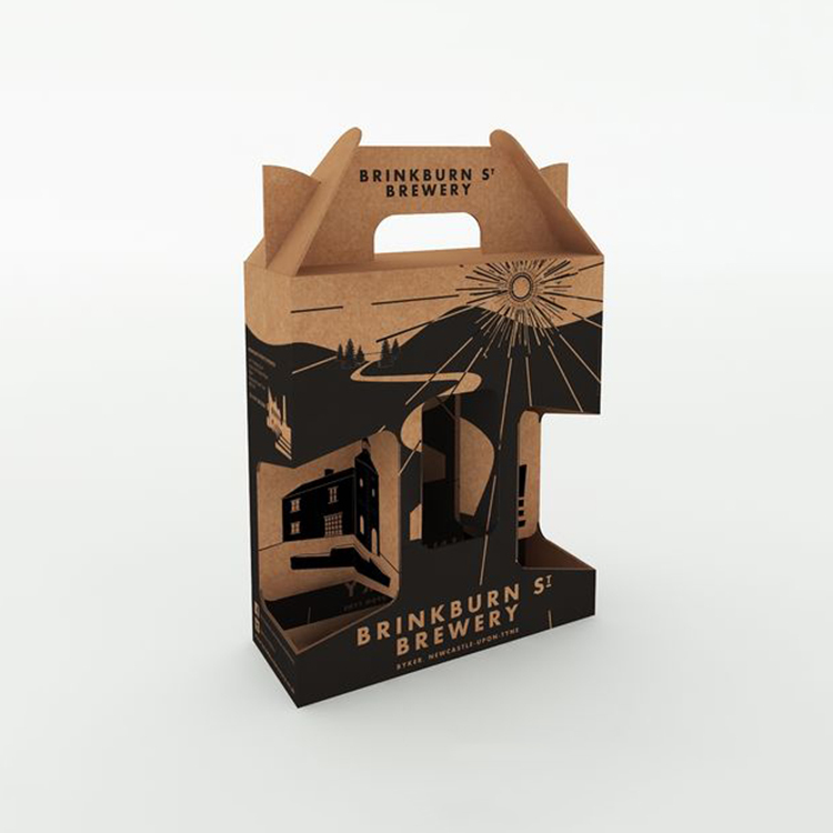 Customized 4 Pack Handheld Cardboard Wine Box Gift Recyclable Wine Box Holder for Cocktail Corrugated Board 6 Pack Beer Carrier — view 2