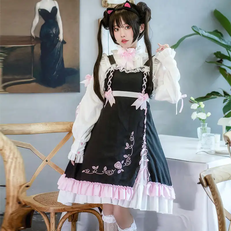 large size JSK Clearance Lolita Dress Rose Lovers Embroidery dress LO TUTU Skater Dress Cosplay For Girl Women