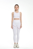 Ensemble de vêtements de sport pour femmes avec logo personnalisé soutien-gorge évidé au dos et leggings taille haute ensemble de yoga deux pièces vêtements de course en maille sexy pour la gym