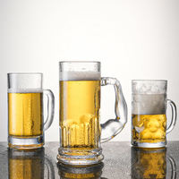 Vente en gros d'usine, différents designs avec logo personnalisé, mugs à bière en verre par sublimation, verre à bière avec poignée
