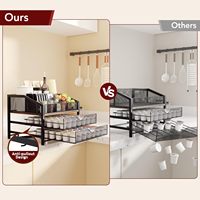 Organizador de Barra de Café, Soporte para Cápsulas K-Cup de Metal y Madera con Almacenamiento para Cápsulas de Café, Tazas de Sirope y Agitadores