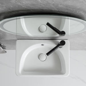 China Factory Sanitary Ware Montado en la pared con grifo Fregaderos de baño Colgante de pared Rectangular Rock Plate Lavabo - Product Image 4