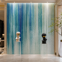 Art mural en mosaïque de parquet bleu dégradé européen moderne, carrelage ombré fait main, 4 mm, pour chambre à coucher, salon, hall d'hôtel