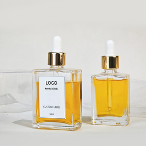 30ml 50ml phẳng hình chữ nhật vuông rõ ràng thủy tinh tinh dầu Huyết thanh Chai nhỏ giọt với vàng đầu ống nhỏ giọt và tùy chỉnh hộp đóng gói - Product Image 3