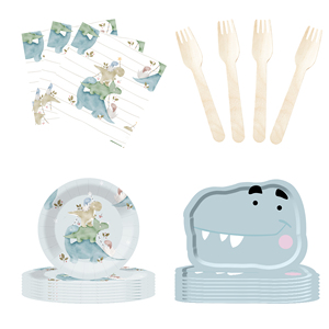 DAMAI - Vajilla Desechable con Diseño de Dinosaurios para Fiestas Infantiles, Platos de Papel para Postre, Platos de Papel para Cena, Juegos de Vajilla - Product Image 2
