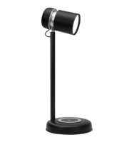 Lampe de lecture de table 3-en-1 avec haut-parleur et chargeur sans fil 15W, LED blanc chaud, design moderne, intensité réglable