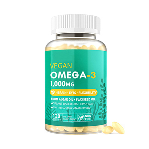 Huile d'algues oméga 3 végétalienne 1000mg en mini-gélules molles avec CoQ10 D3 5000UI K2 120mcg |   <span class=keywords><strong>EPA</strong></span>/DHA/<span class=keywords><strong>ALA</strong></span> d'origine végétale pour la santé globale - Product Image 1