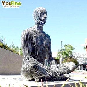 YOUFINE a grandezza naturale grande giardino astratto decorazione in acciaio inox in ginocchio scompaiono statua scultura per esterni - Product Image 4